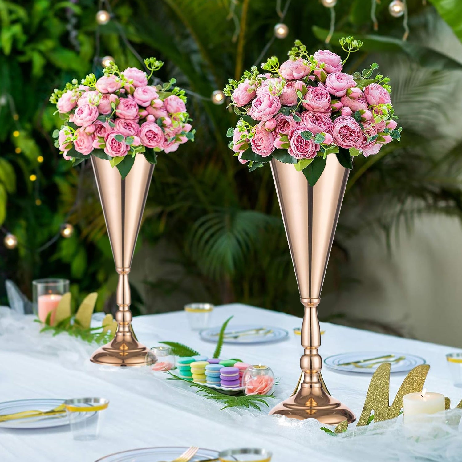 2-10 Pcs Golden Vase Flower Wedding Centerpieces