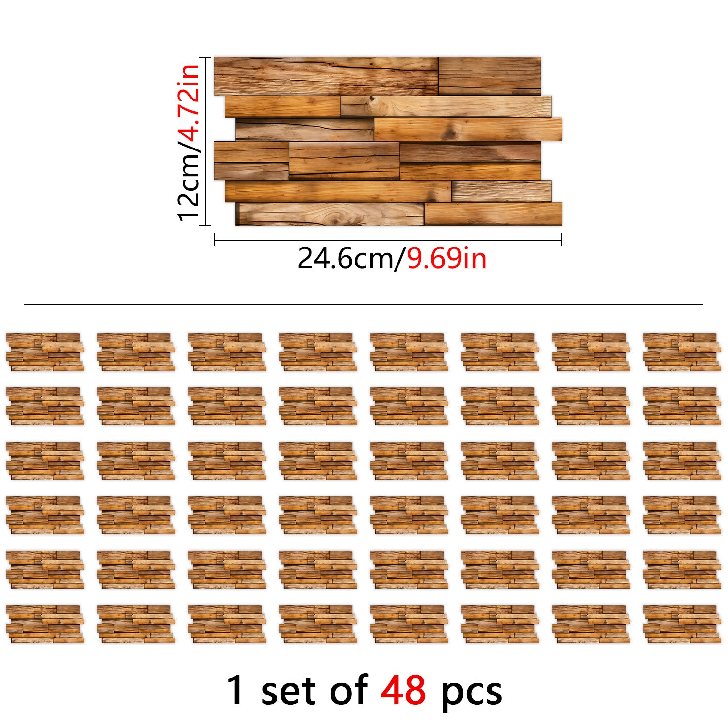 Special-shaped Wood Grain Wall Stickers, PVC Waterproof Peel-and-stick Wallpaper For Kitchen Splashback, Bathroom, Dormitory Decoration With Moisture-proof Self-adhesive Wallpaper