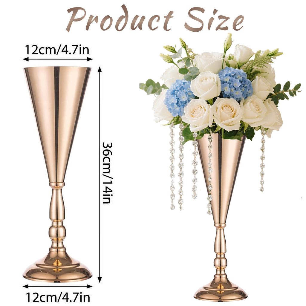 2-10 Pcs Golden Vase Flower Wedding Centerpieces