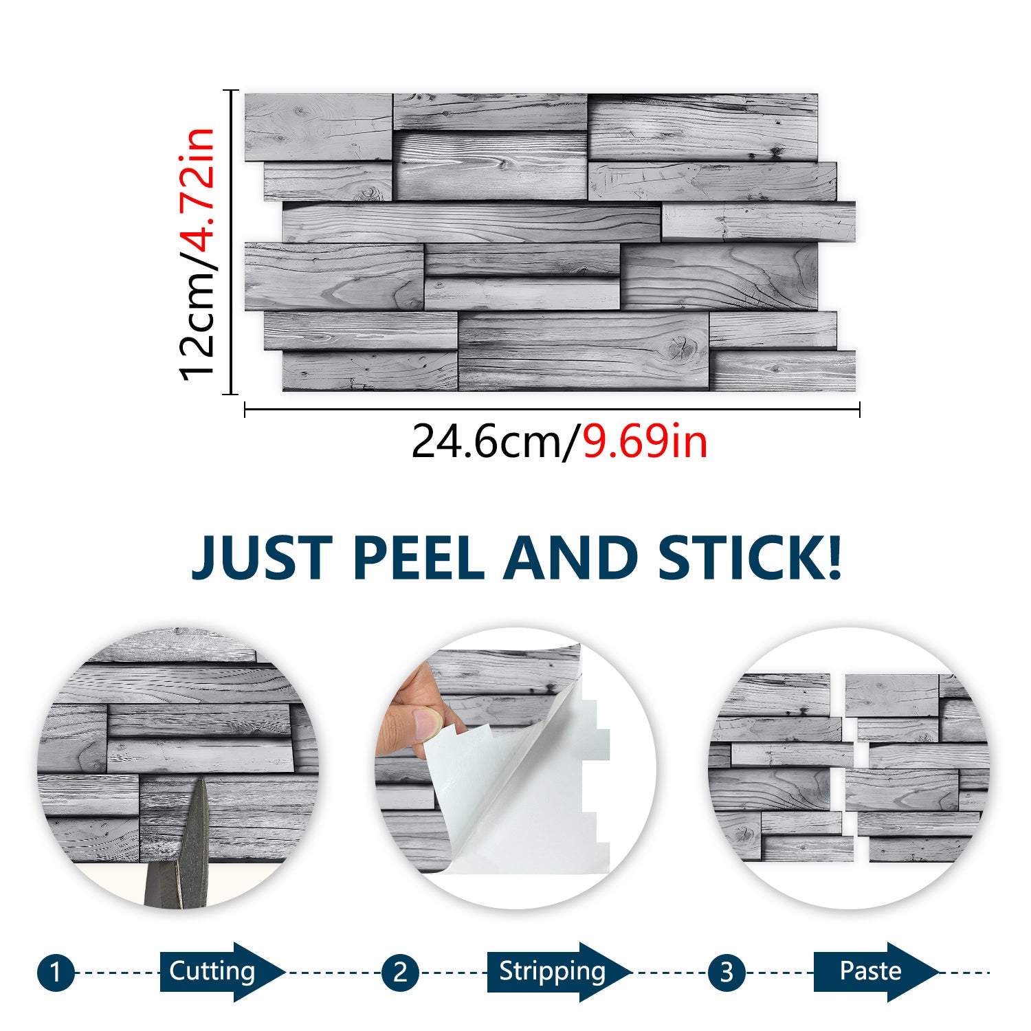 Peel And Stick Wood Grain Wallpaper Waterproof And Oil Proof Wall Tile Sticker Kitchen Backsplash Light Grey Bathroom Decoration And Accessories Wall Sticker