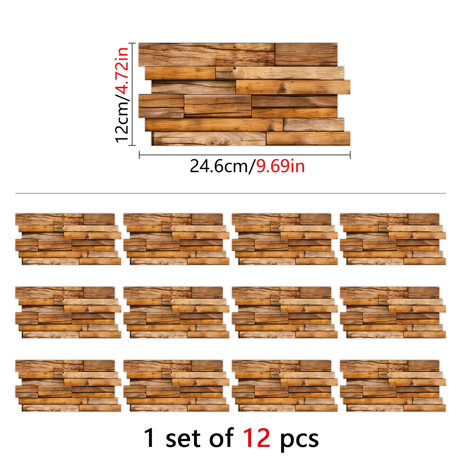 Special-shaped Wood Grain Wall Stickers, PVC Waterproof Peel-and-stick Wallpaper For Kitchen Splashback, Bathroom, Dormitory Decoration With Moisture-proof Self-adhesive Wallpaper